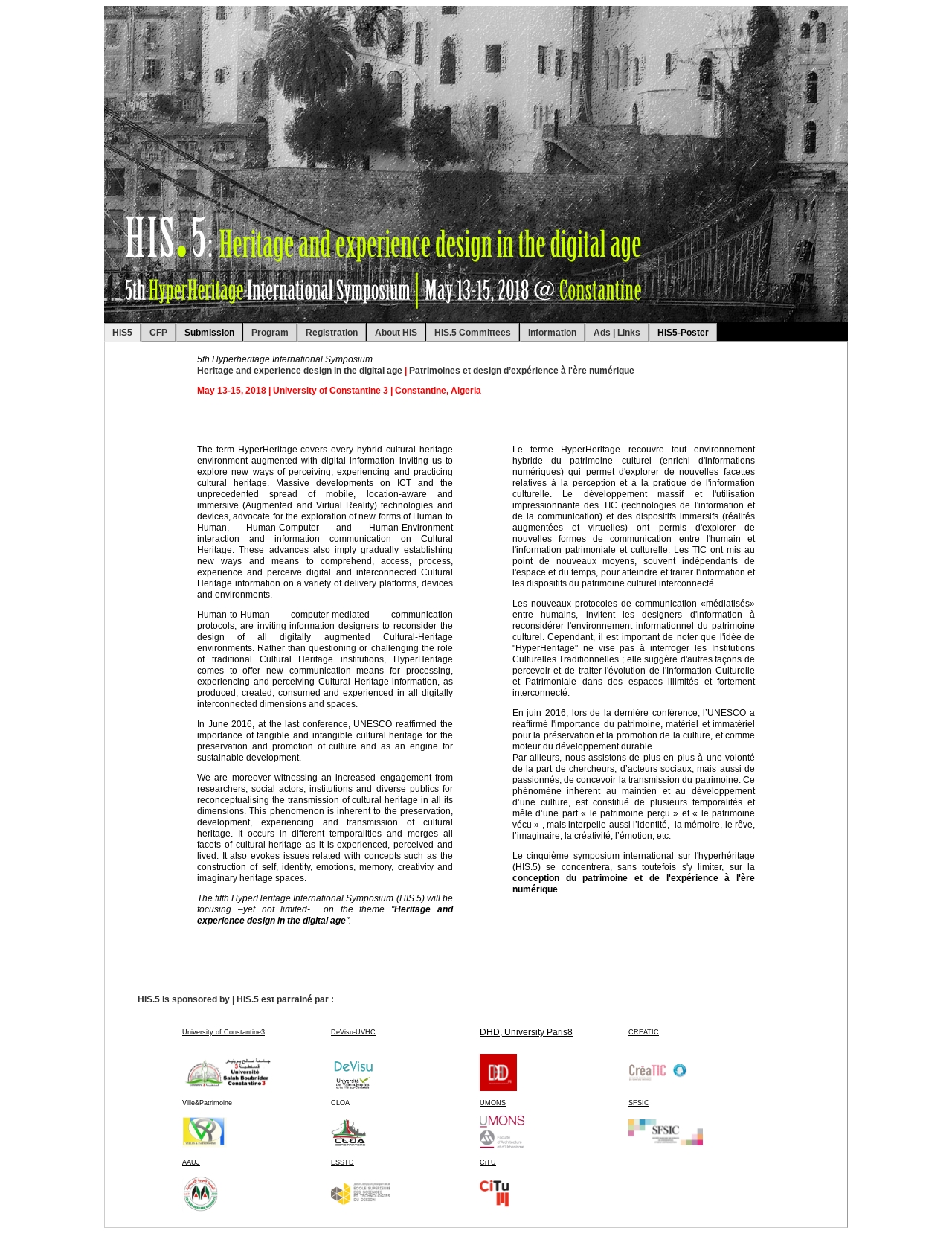 Colloque HIS.5 2018